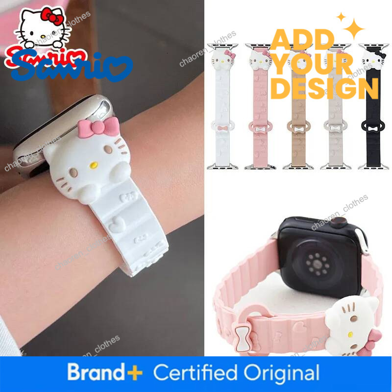 Hellokitty Sanrio For Apple Watch Bands 40Mm 41Mm 38Mm Silicone Sport Bracelet Iwatch Strap Series SE 9 8 7 6 5 3 4 Ultra 2 Gift Luxury Goods