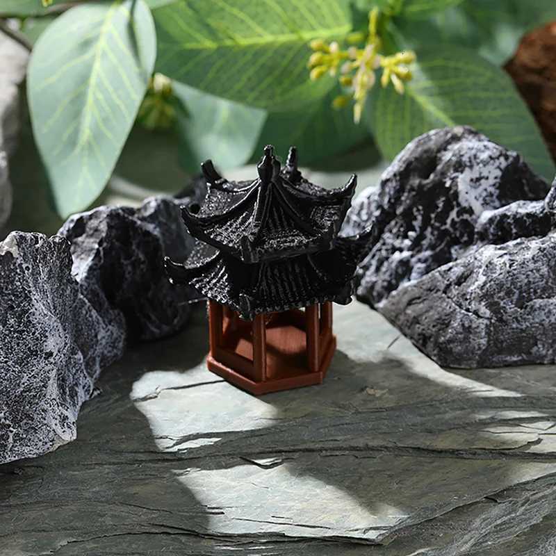 Mini Pagoda Statue Fairy Garden Decor Pavilion Hexagon Asian Exotic Environments Flower Vase Aquarium Dollhouse Decor ForT260415