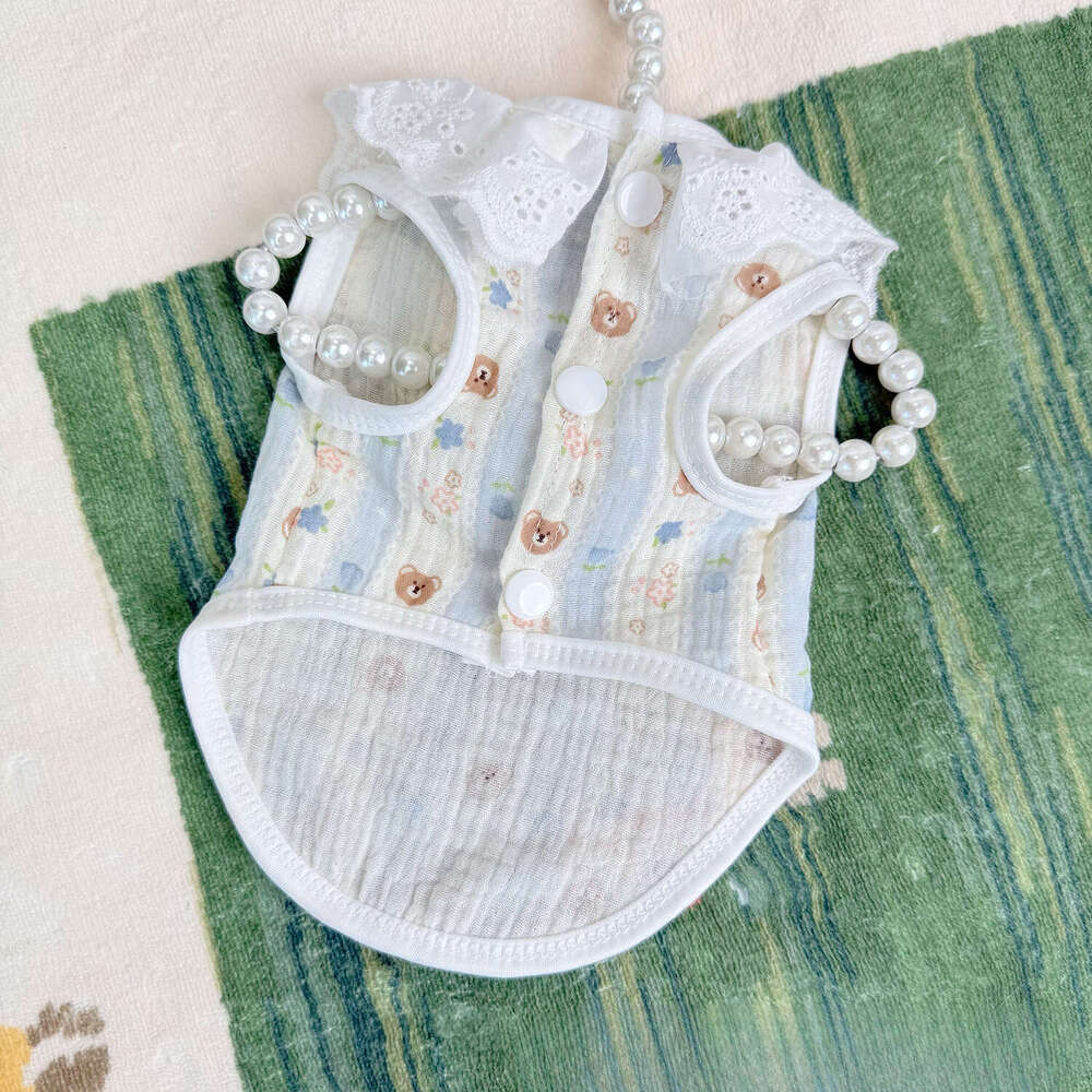 Spring Summer Ins Lace Vest Cotton Breathable Pet Clothes For Cats Dogs Bichon Korean Japanese Style Apparel Wholesale Dropshipping pupakaIK