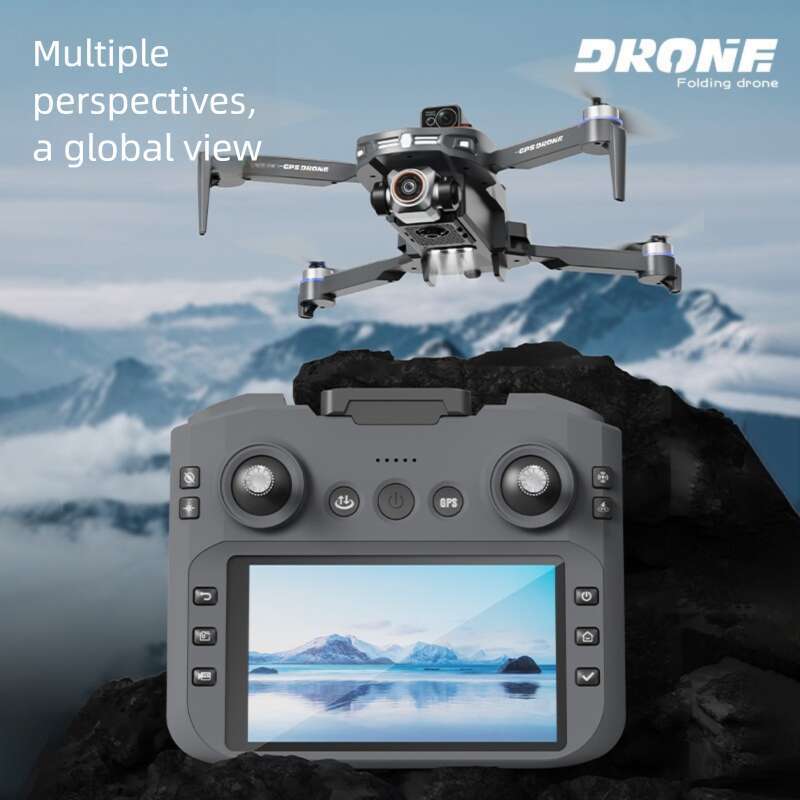 S28 GPS Brushless Foldable Drone 4.5 Inch Screen Remote Control Auto Return Obstacle Avoidance HD Aerial Photography RC Quadcopter for Adults Beginner