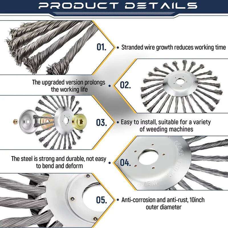 LUSQI 6/8/10 Inch Steel Wire Wheel Brush Garden Weed Cutter Head For Lawn Mower & Grass Trimmer Rust Removal Disc Tool - view 6