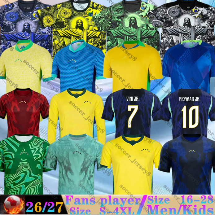 2026 2027 Brazil World Cup Soccer Jerseys ENDRICK CASEMIRO RICHARLISON Camiseta RAPHINHA PAQUETA VINI JR RODRYGO Maillots 25 26 27 Football Shirt tops men GK kids kit