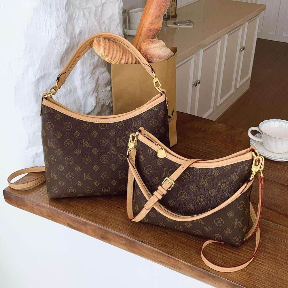 Monogram Hobo Shoulder Bag, Luxury Designer Crossbody Handbag, Large Capacity Tote Bag for Women, Fashion Casual Daily Commute Shopping Handbag Adjust