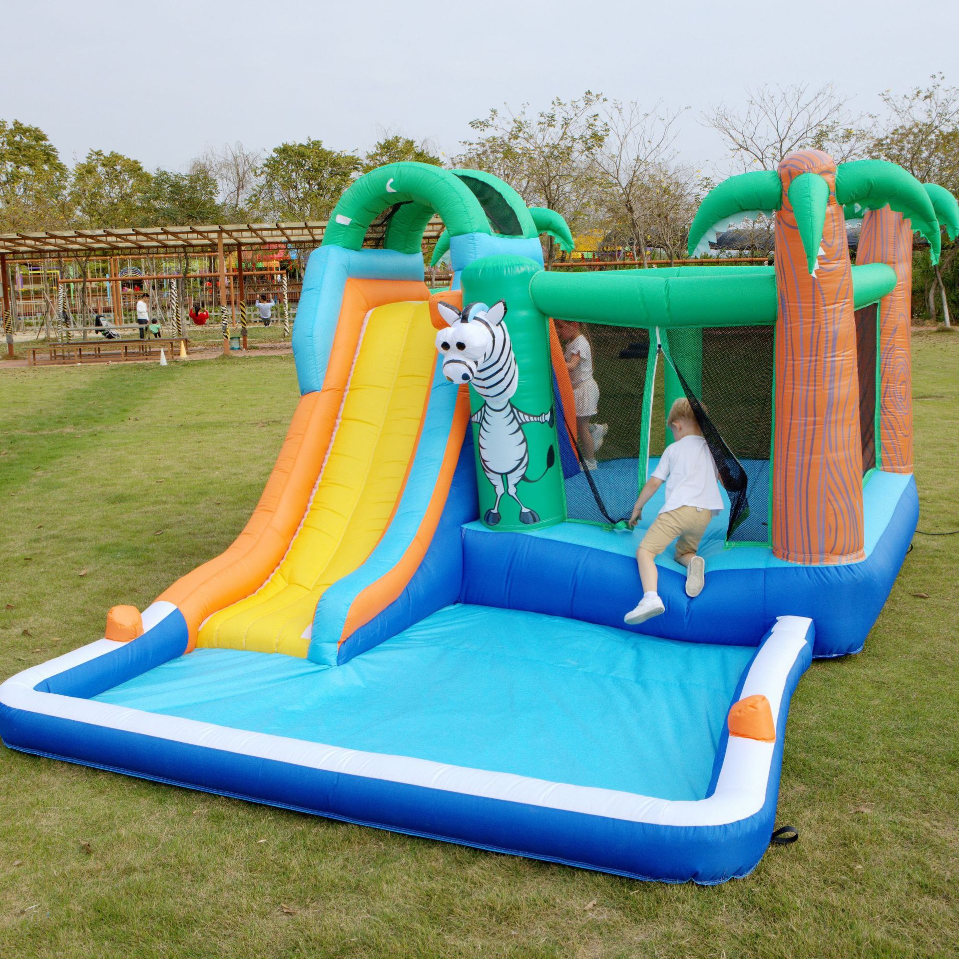 wholesale 4 5x3x2 5mH (15x10x8 2ft) Water Slide Inflatable Bounce House for Kids Outdoor Garden Party Game Bouncer Castle jumper bouncy Slides Park