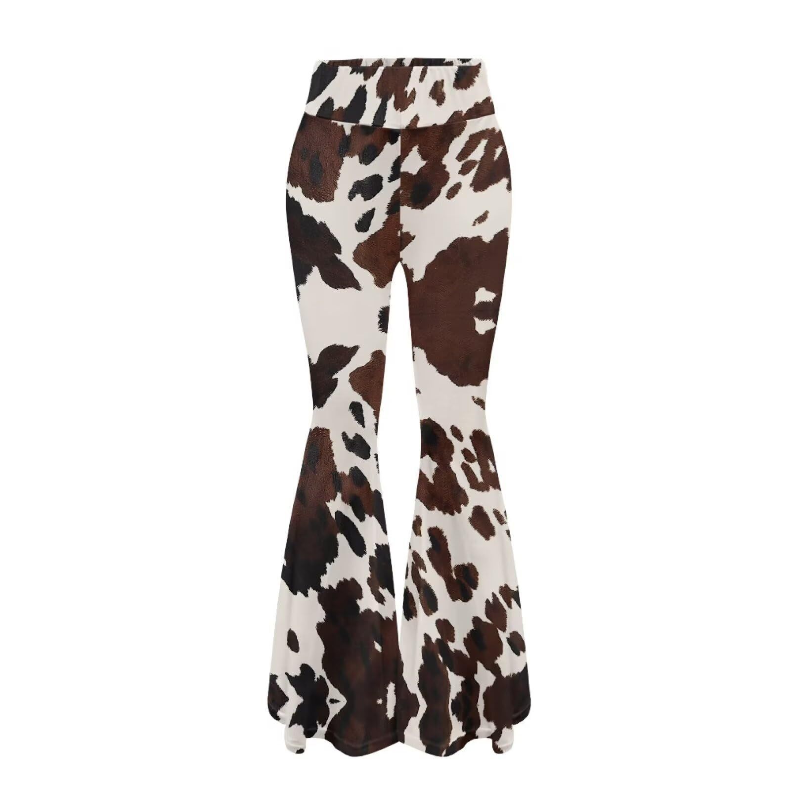 Women's Pants Cow Pattern Printed High Waist Flare For Women Autumn Street Trousers Elastic Comfortable Bodycon Bottoms