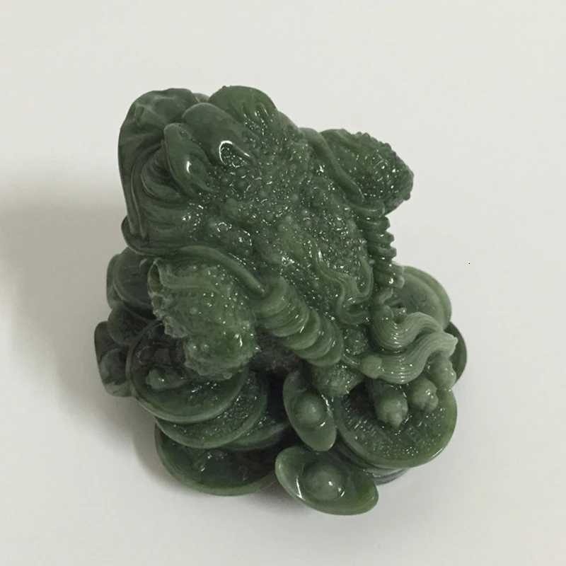 Money Buddha Statues Chinese Feng Shui Coin Three Legged Toad Frog Animal Statue Sculptures Home Decoration Man-made Jade StoneT260415