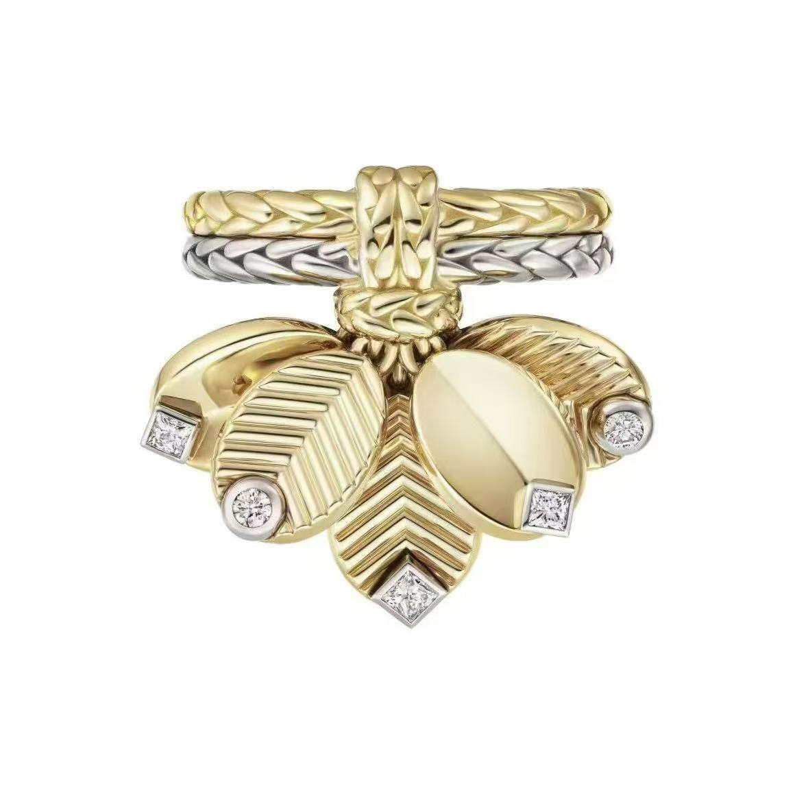 Designer ring men and women ring leave luxurious classic fashionable beautiful golden rose gold and silver birthday gifts Valentine Day Christmas with original box