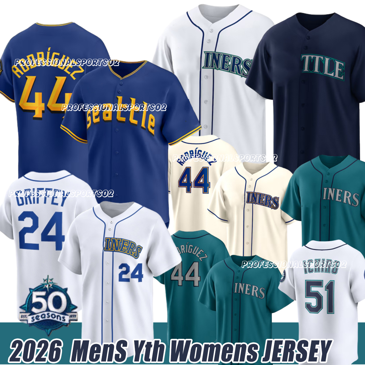 Mariners Jerseys Julio Rodriguez J.P. Crawford Mitch Haniger Cal Raleigh Luke Raley Randy Arozarena George Kirby Baseball Jerseys