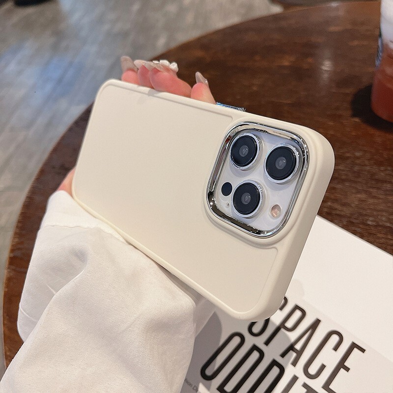 Suitable for Apple 17PRO simple solid color metal frame 15 phone case iPhone 16/XR protective cover 14 soft