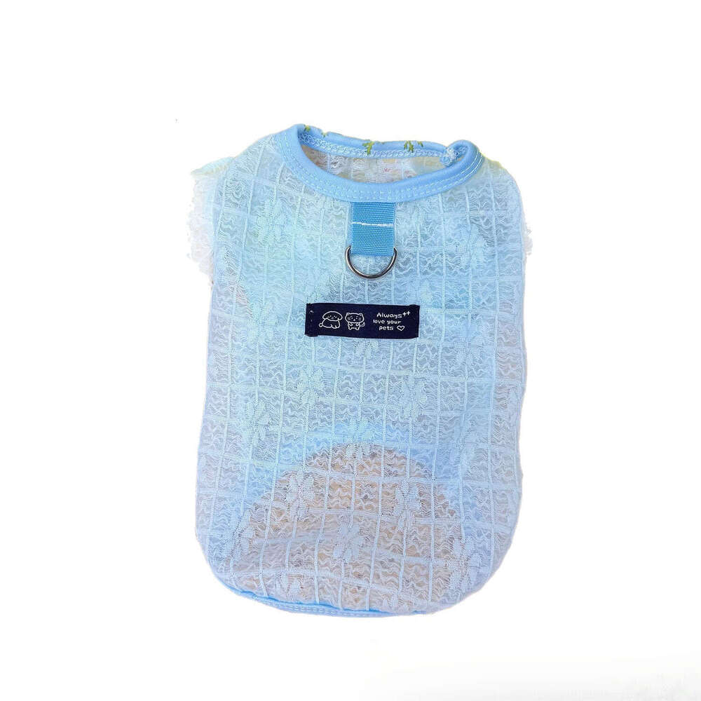 Summer Thin Mesh Hollow Pet Clothes Breathable Flying Sleeve Vest Cute Dog Cat Apparel For Small Dogs Teddy Bichon Puppy Kitten pupakaIK