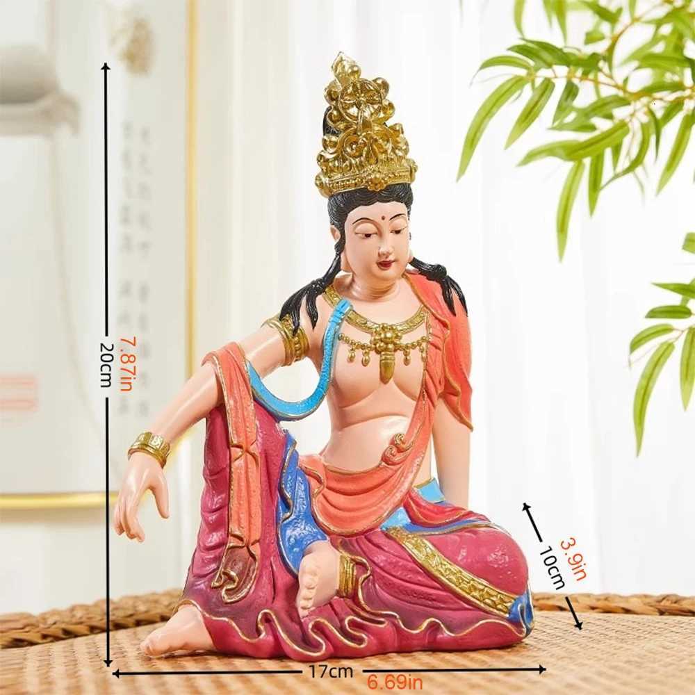 Zen Avalokitesvara Bodhisattva Buddha statue Chinese style living room entrance decoration ornaments Home Decor resin craftsT260415