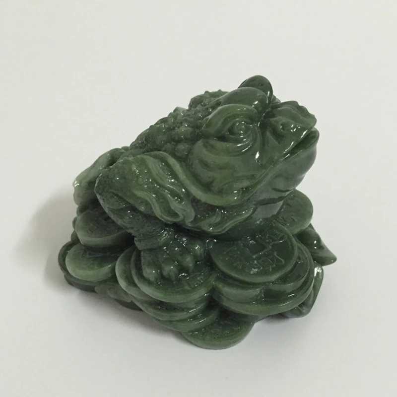 Money Buddha Statues Chinese Feng Shui Coin Three Legged Toad Frog Animal Statue Sculptures Home Decoration Man-made Jade StoneT260415