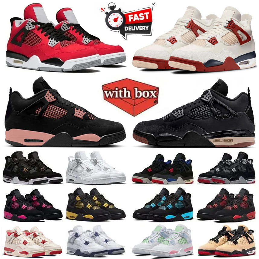 With Box 4 4s Basketball Shoes Iced Carmine Nigel Sylvester Toro Bravo Lakers Black Cat Rust Pink Thunder White Cement Comic London Men Women trainers Sneakers 36-47