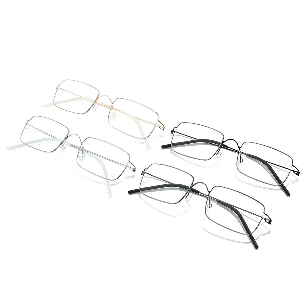 New vintage-style thin-frame flat glasses, fashionable screwless design, simple frame eyeglasses, can be fitted with prescription lenses
