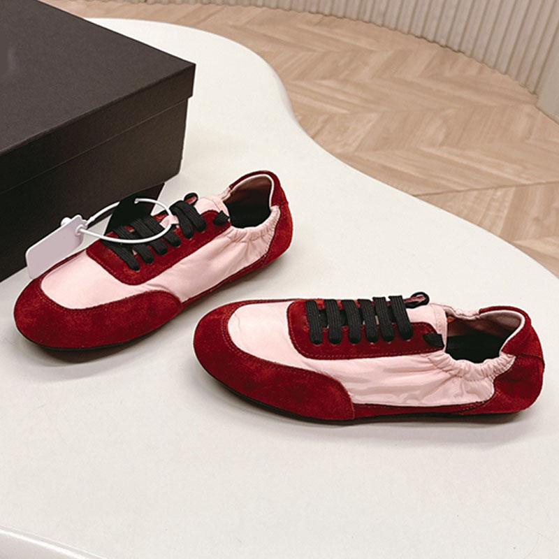 Designer Womens Collapse Re Nylon Suede Sneakers Comfortable Leather Lining Sports Shoes Cotton Laces suitable Outdoor Exercise Leisure Shoe