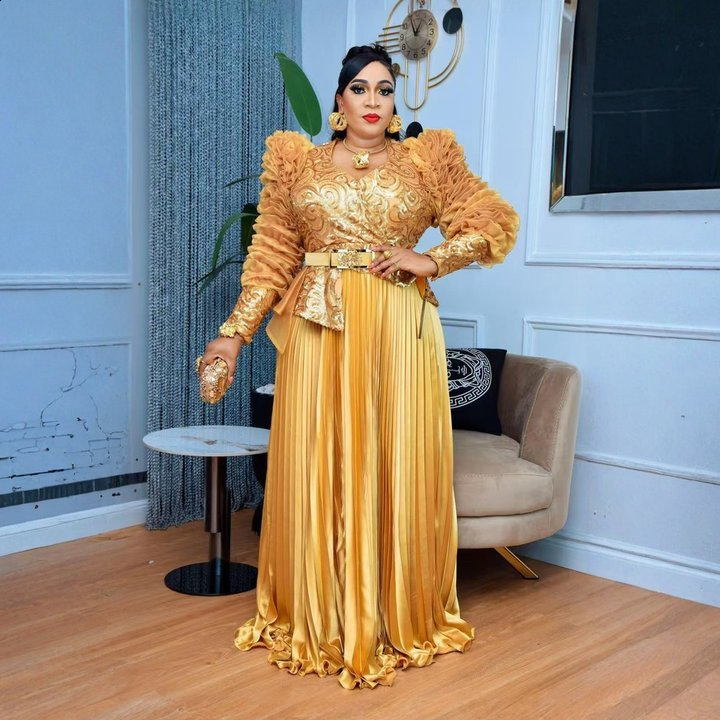 Sequin Beaded Banquet Dress Plus Size High Waist 250610