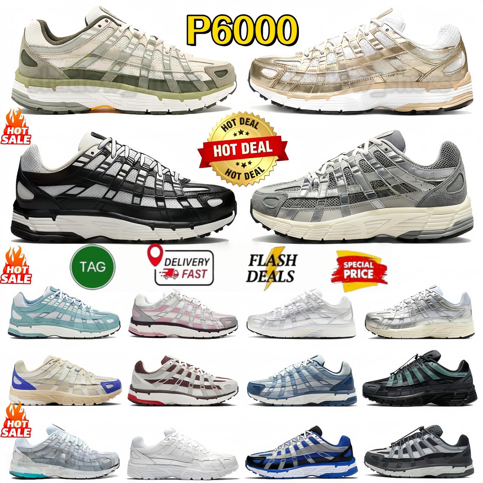 Designer Shoes P6000 Men Womens Sneakers Triple Black White Khaki Wolf Grey Metallic Blue Outdoor Sports P-6000s mens women outdoor sneakers Jogging Walking Shoes