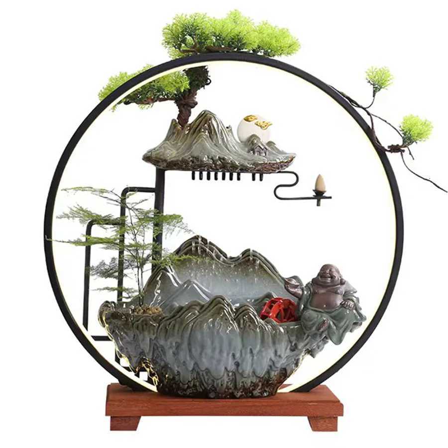 Flowing Water Aperture Office Decoration Home Recirculation Fragrance Chinese Fountain Living Room Humidifier housewarmingT260415