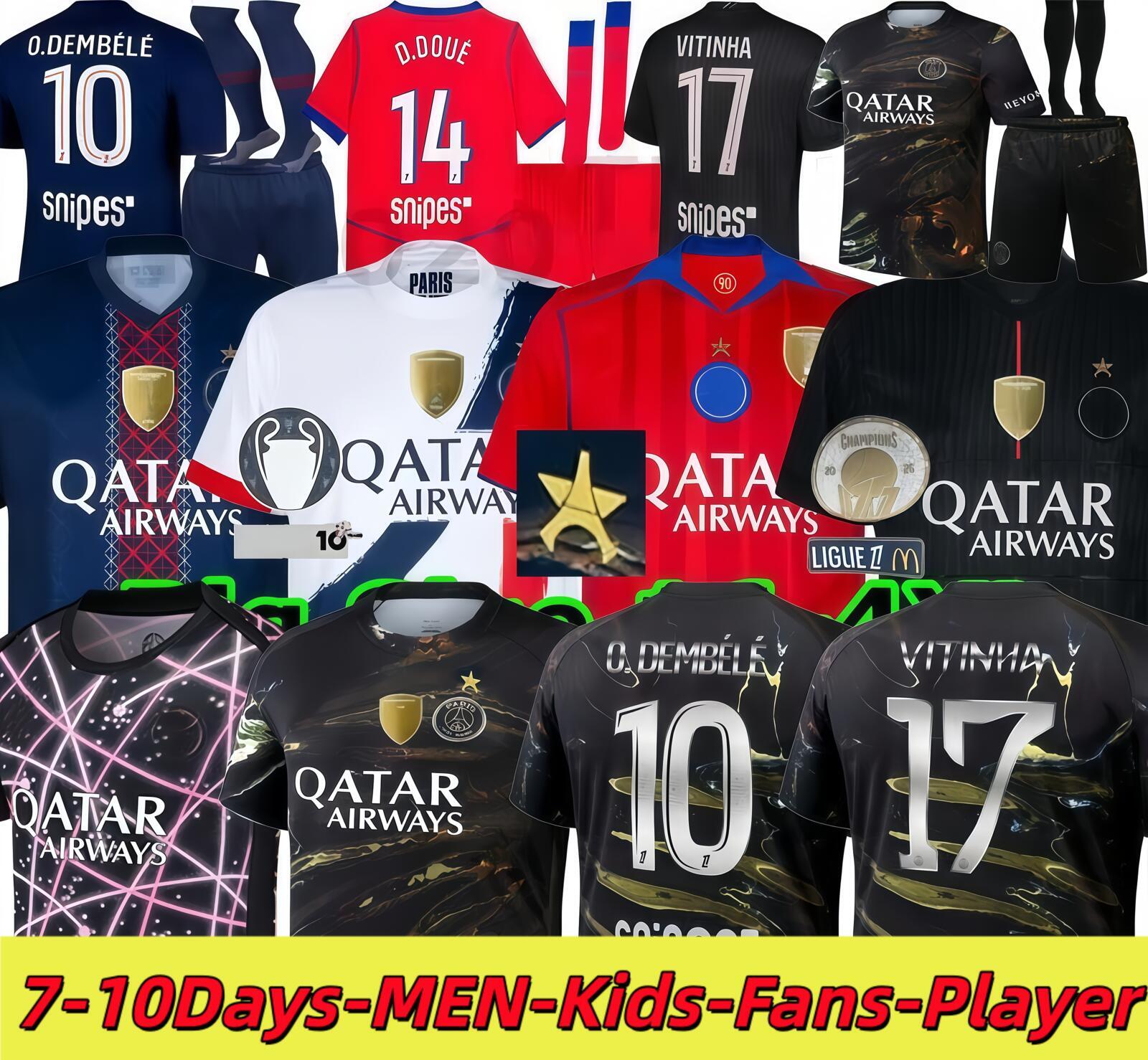 25-26psges de foot O.Dembele soccer jerseys Kvaratskhelia JOAO NEVES D.DOUE HAKIMI football shirt BARCOLA PACHO N.MENDES Kits paris st germain jersey