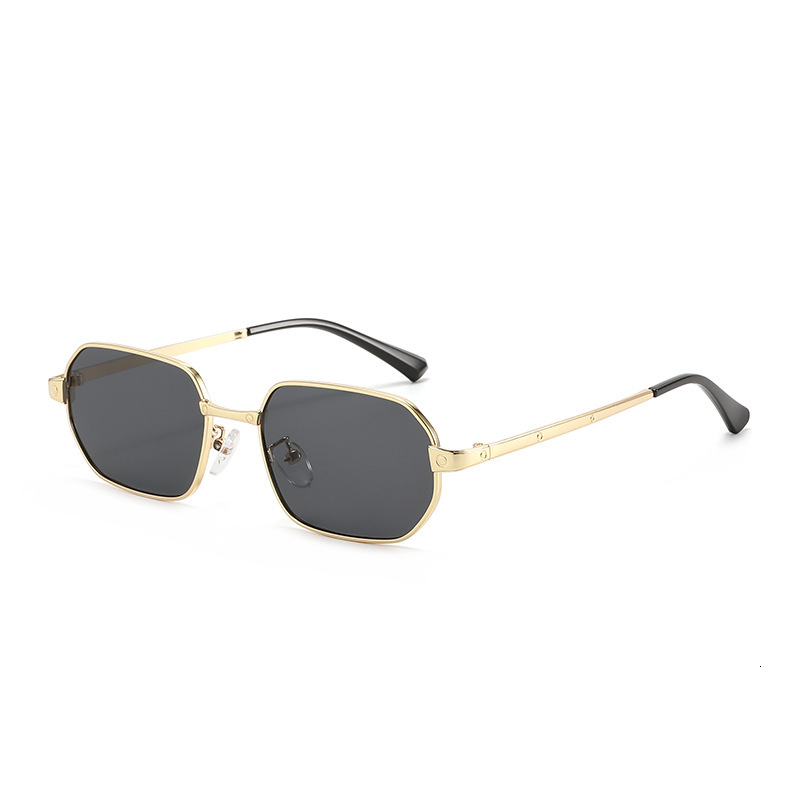 bestseller: Small square simple men, high-end fashion metal style narrow frame sunglasses for women