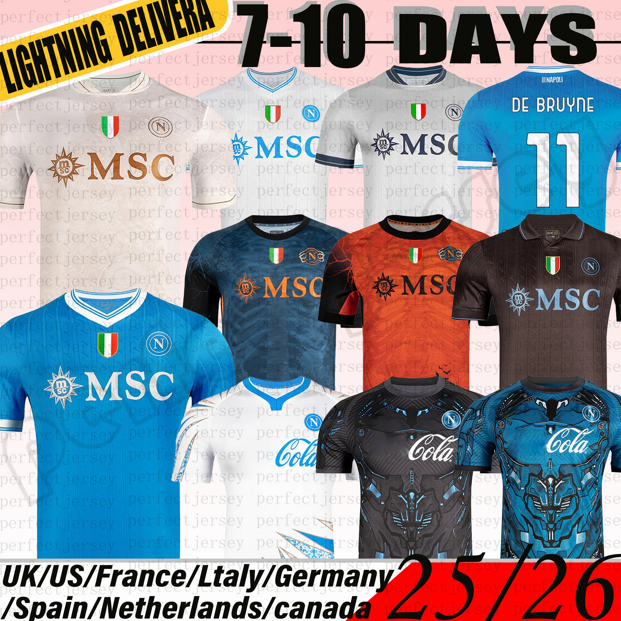 Napoli 25 26 Jersey Halloween Soccer Jerseys De Bruyne McTominay Lukaku Victor Osimhen Scott Buongiorno David Anguissa Football Shirt Men Kids ki