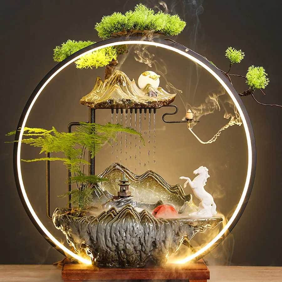 Flowing Water Aperture Office Decoration Home Recirculation Fragrance Chinese Fountain Living Room Humidifier housewarmingT260415