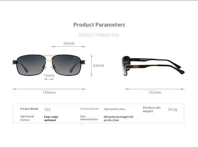 Audi Glasses UV400 Polarized Rectangle Sunglasses for Men Women Driving Motorcycle Cycling Glasses with AntiGlare Lens 553T260415