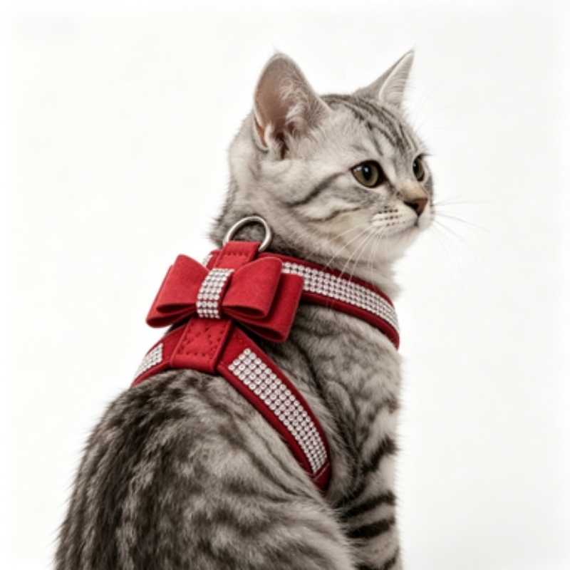 Bling Dog Harness for Girls,Rhinestone Cat Vest Harnesses with Bow Tie Puppy Kitty Cute Fancy Sparkling Pretty Crystal Diamond for Small Pet Yorkie Ch