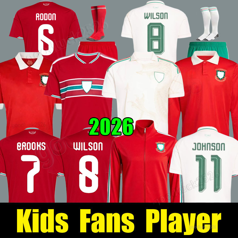 2026 world cup wales soccer jersey 26 27 BROOKS WILSON JOHNSON Neco Williams HOME football shirts men kit quality Long sleeves Red uniform 150year anniversary 150TH