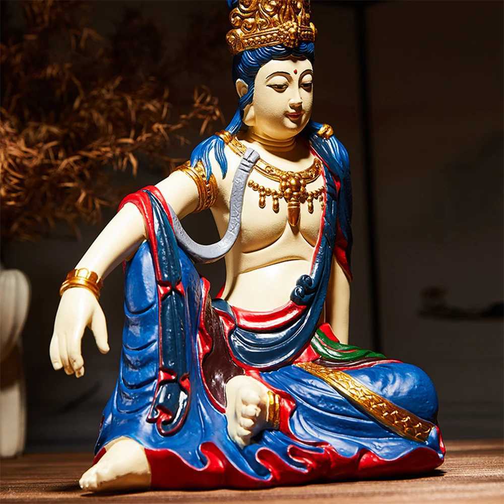 Zen Avalokitesvara Bodhisattva Buddha statue Chinese style living room entrance decoration ornaments Home Decor resin craftsT260415