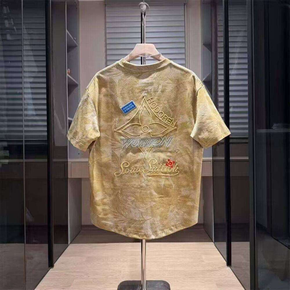 Men's Heavyweight Cotton Over-Sized T Shirt Tie Dye Wash Graphic Tee With Letter Embroidery Back Print Casual Summer Street Style Daily Wear Comm