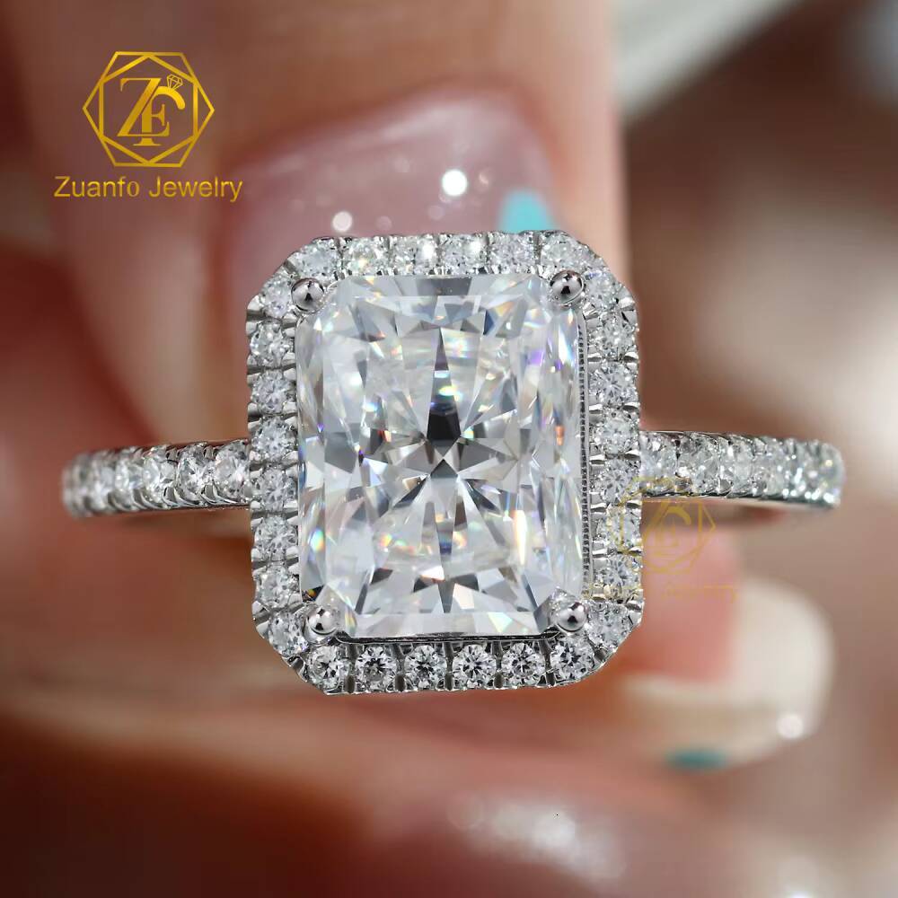 4ct Radiant Halo Wedding Rings Moissanite 14k Real Gold Jewelry Gra Certified Real Gold Engagement Moissanite Ring