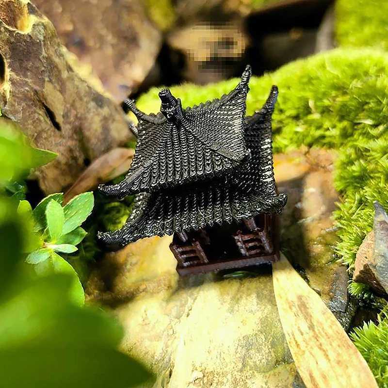 Mini Pagoda Statue Fairy Garden Decor Pavilion Hexagon Asian Exotic Environments Flower Vase Aquarium Dollhouse Decor ForT260415