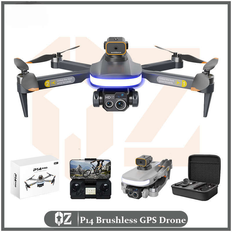 P14Pro Brushless Drone GPS Auto Return Obstacle Avoidance HD Aerial Photography Dual Camera Long Flight Time RC Quadcopter for Adults CKS