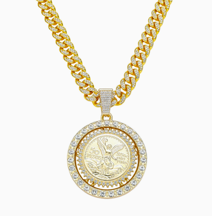mens full-diamond chain hip-hop style personalized rotating Statue of Liberty pendant necklace 260415 - view 6