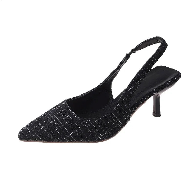 Sea Salt Blue Pointed High Heel Sandals for Women Back Hollow Half Headed Single Shoes Fashion Versatile Casual 260414