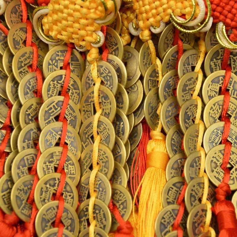 Chinese manual Knot Fengshui Lucky Charms Ancient I CHING Copper Coins Mascot Prosperity Protection Good Fortune Home Car DecorT260415