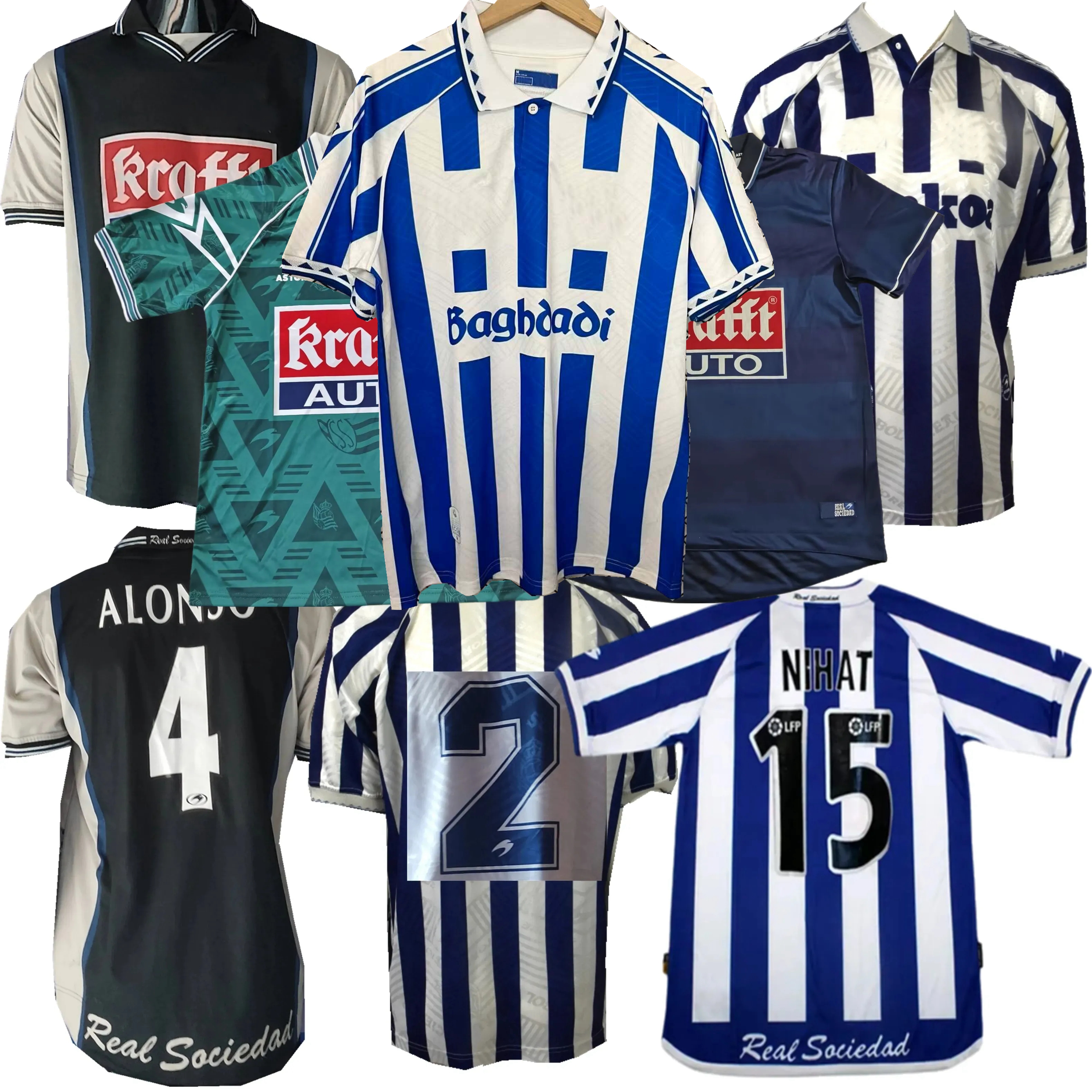 1994 1995 1996 1999 2000 2002 2003 Real retro soccer jerseys OYARZABAL KUBO GUEDES OSKARSSON Xabi Alonso Nihat KOVACEVIC DE PEDRO Sociedad classic football shirt