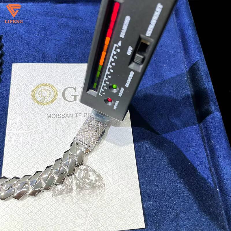 Hip Hop Jewelry Silver Plated 15mm Plain Cuban Bracelet with Moissanite Clasp Custom 925 Silver Bracelet for Men