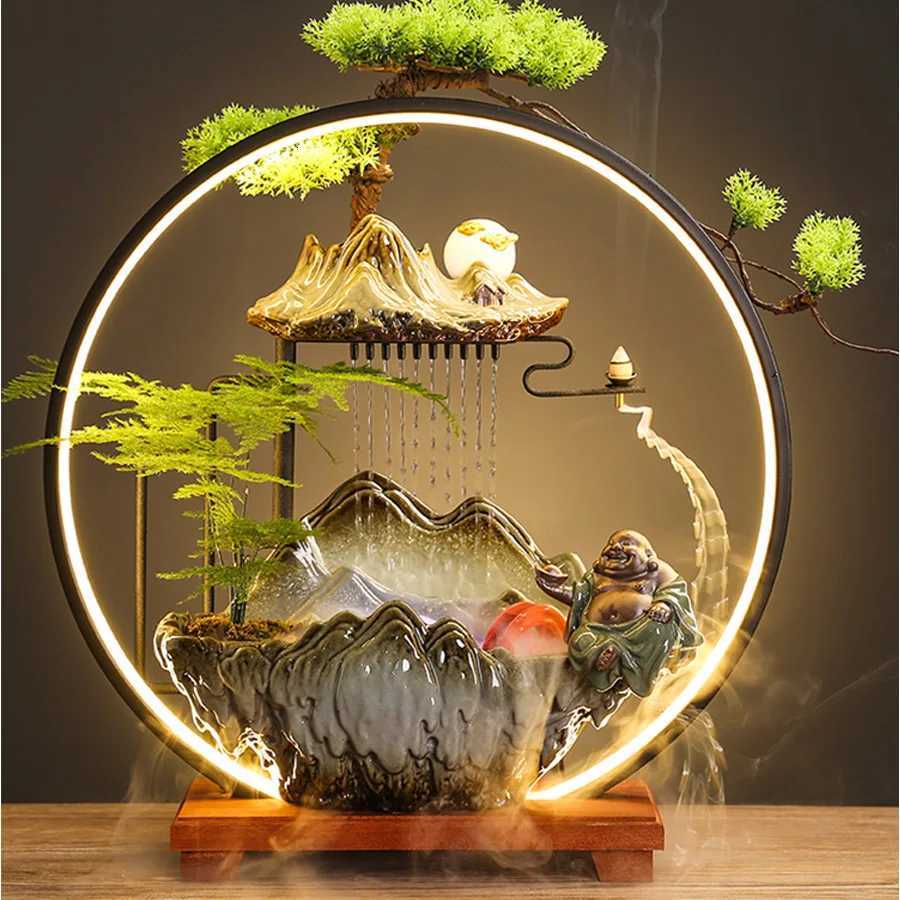 Flowing Water Aperture Office Decoration Home Recirculation Fragrance Chinese Fountain Living Room Humidifier housewarmingT260415