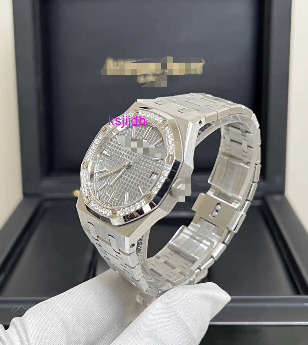 Mens Watches Super clone 15551st Circular drilling gray surface automatic mechanical steel Style swiss Movement with box handly