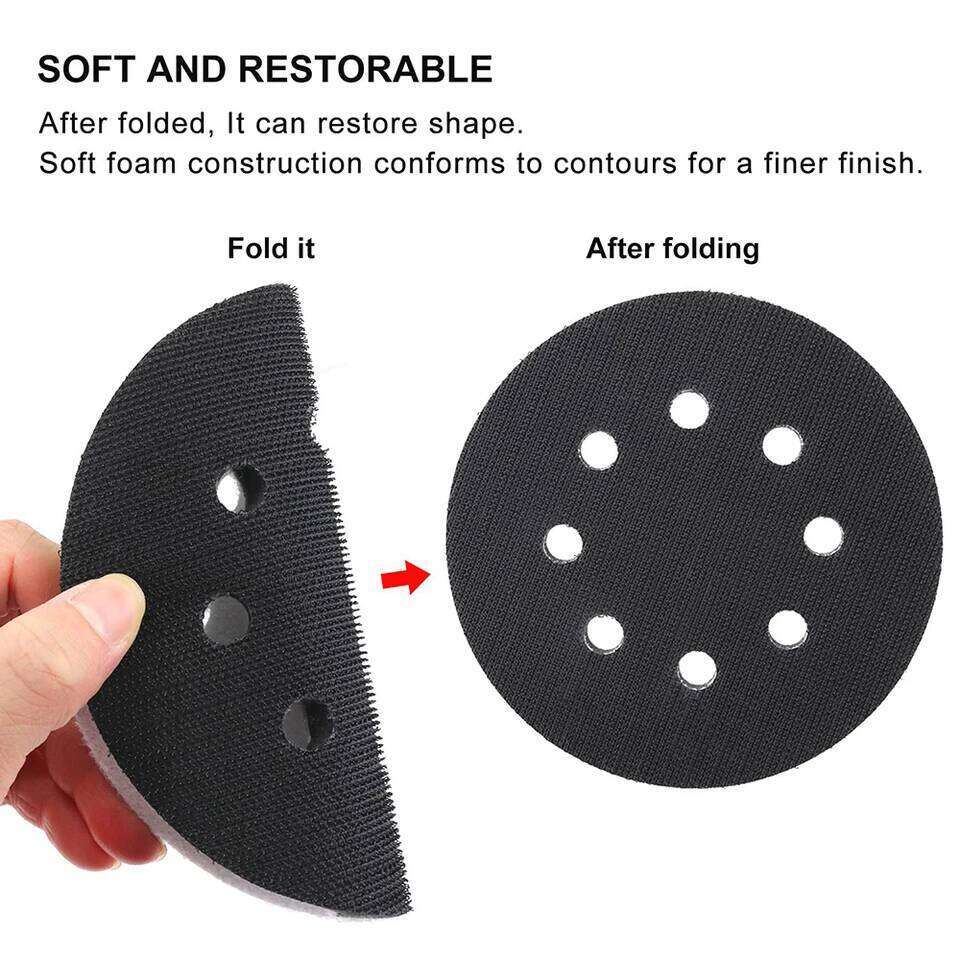 5Inch 8-Hole 125mm Hook&Loop Sponge Buffer Backing Pad - Self-adhesive Back Fleece Soft Cushion For Orbital Sander
