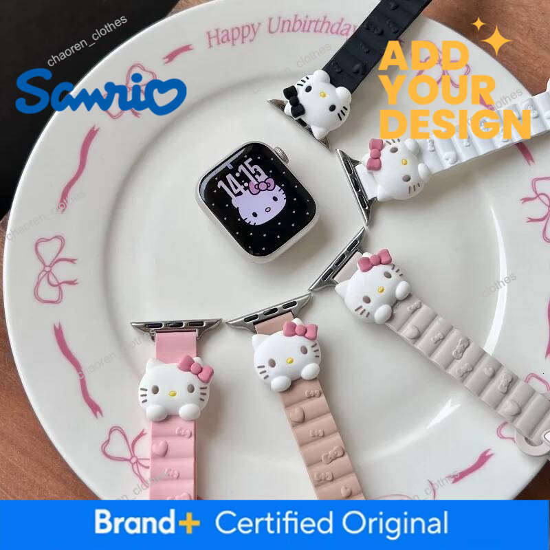 Hellokitty Sanrio For Apple Watch Bands 40Mm 41Mm 38Mm Silicone Sport Bracelet Iwatch Strap Series SE 9 8 7 6 5 3 4 Ultra 2 Gift Luxury Goods