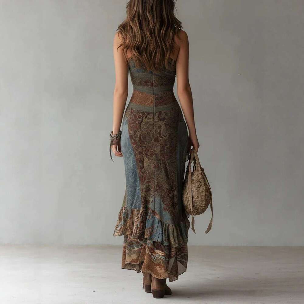 Casual Bohemian Maxi Dress Sleeveless Embroidered Summer Dress For Women New European and American Style Cross-Borde