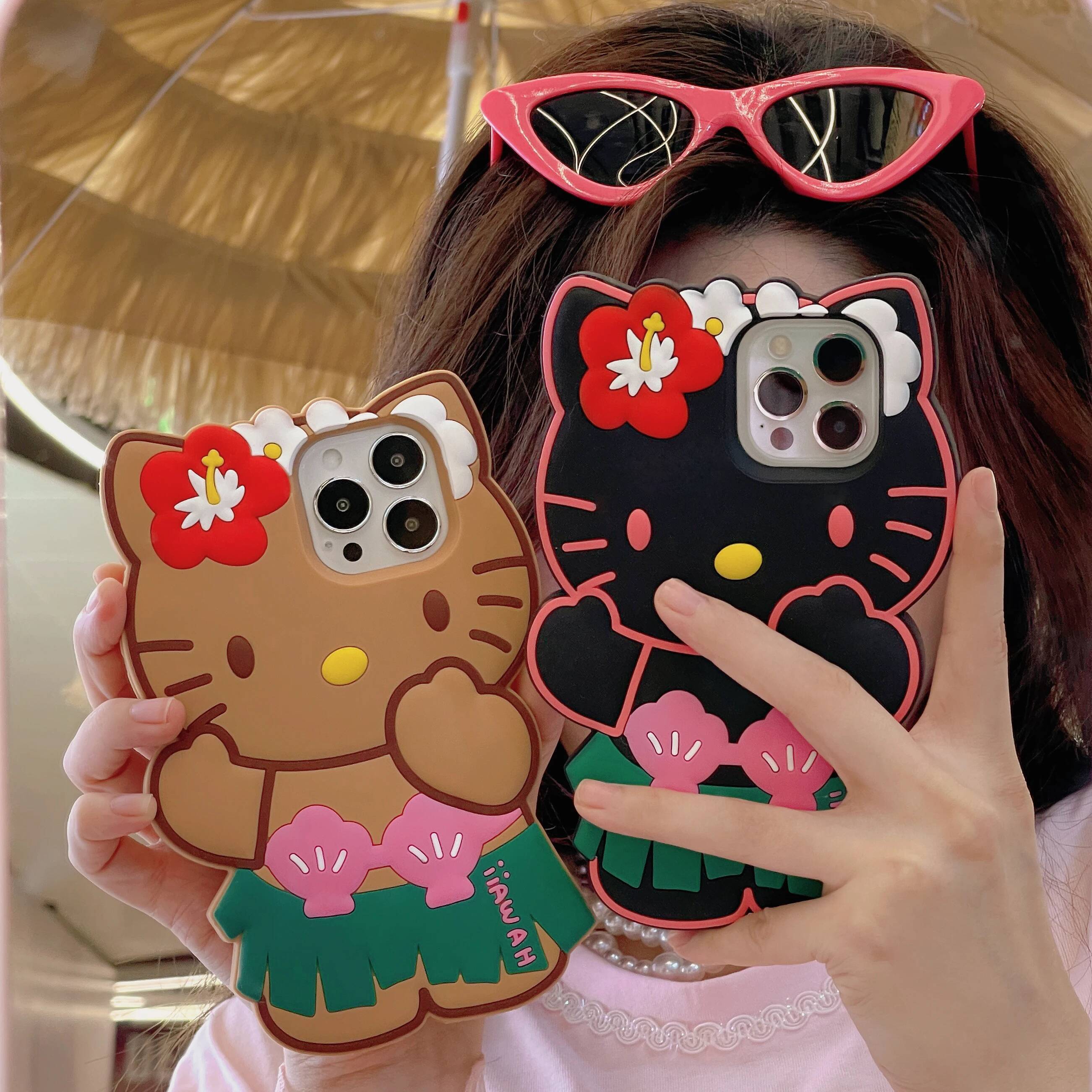 Hello Kitty 3D Cartoon Bow Case For iPhone Max 17 16 15 14 13 12 Pro 11 Y2K Anti Fall Silicone Cover