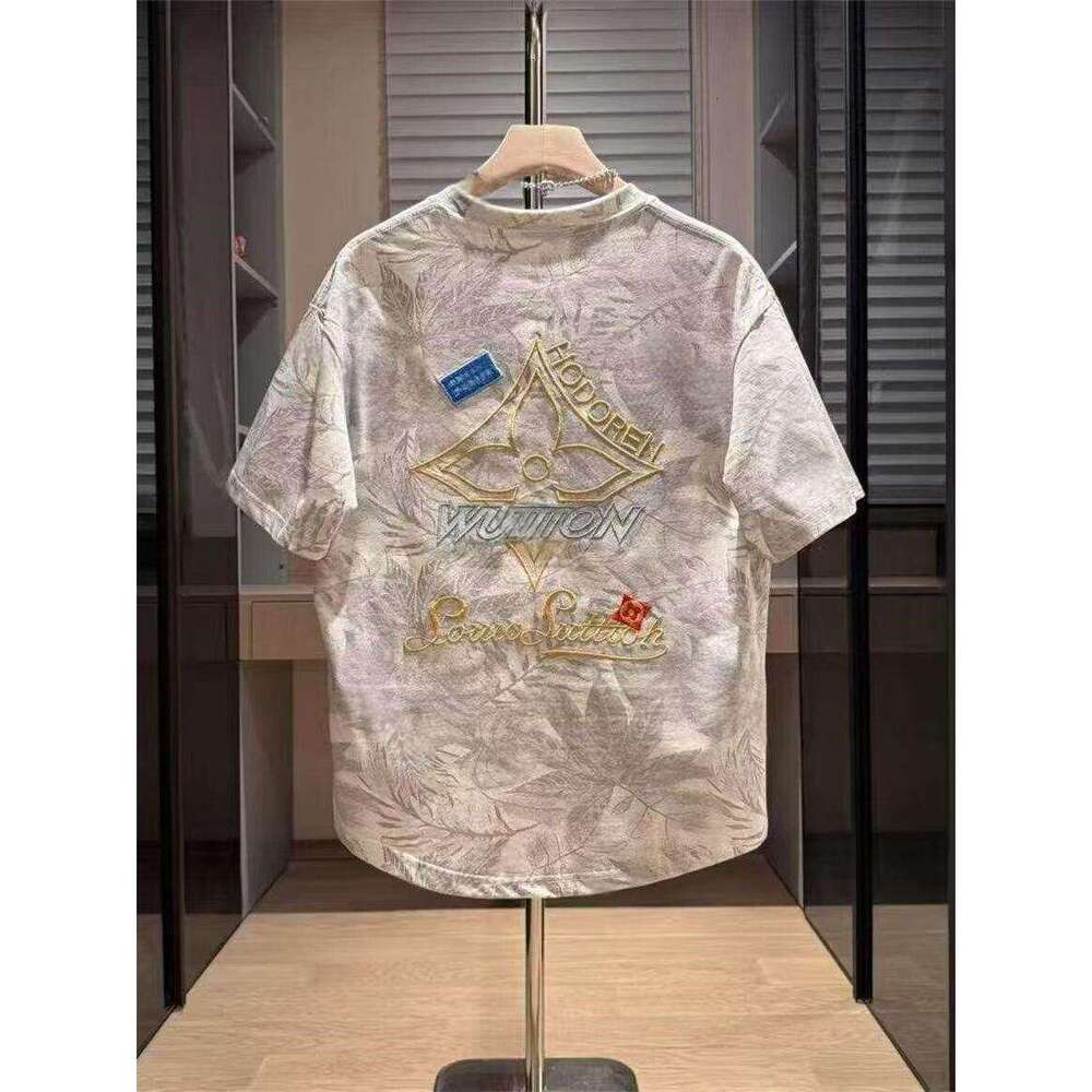 Men's Heavyweight Cotton Over-Sized T Shirt Tie Dye Wash Graphic Tee With Letter Embroidery Back Print Casual Summer Street Style Daily Wear Comm