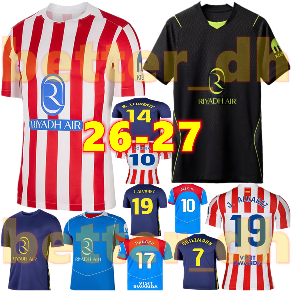 26 27 Club Atletico de MadridSs Soccer Jerseys 2026 2027 Player Version Men Uniforms Football Shirts J.ALVAREZ GRIEZMANN M.LLORENTE KOKE ATM r Kids Kits Goalkeepec