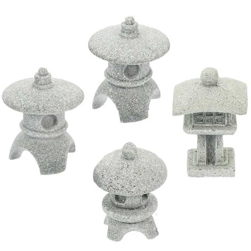 Retro Gazebo Chinese Lanterns Mini Pagoda Model Decoration Stone Miniature Statue Sandstone Home Garden Decor AccessoriesT260415