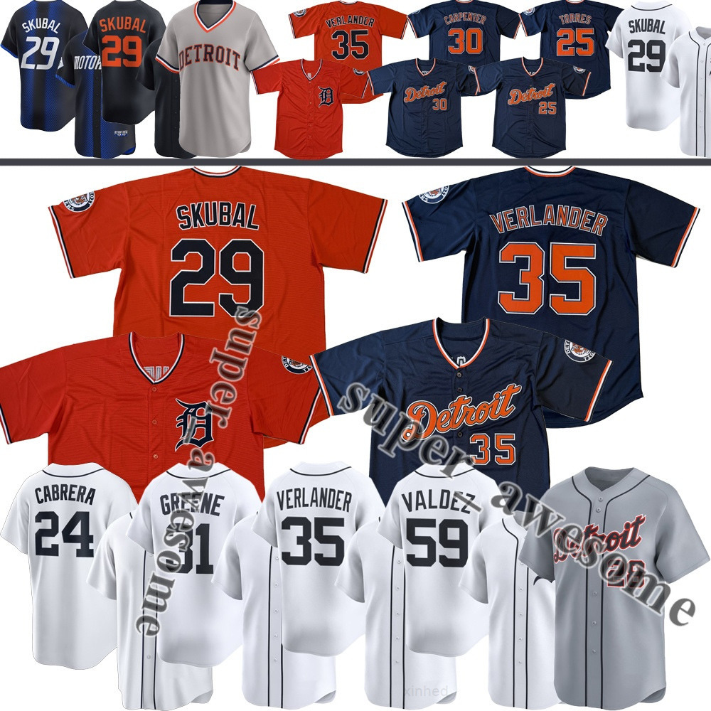 Tigers Baseball Jersey Tarik Skubal Framber Valdez Justin Verlander Riley Greene Javier Baez Kevin McGonigle Dillon Dingler Miguel Cabrera Kerry Carpe