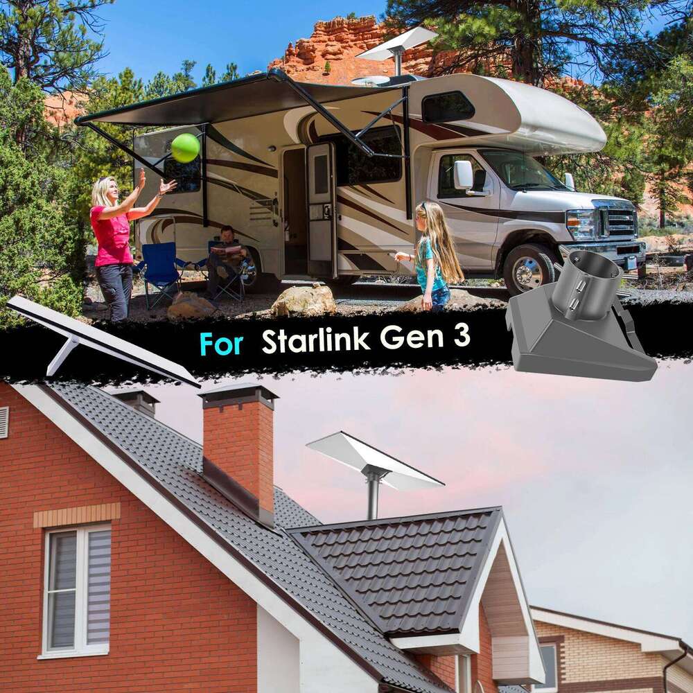 Pipe Adapter Starlink Gen 3 V3 Dish Kickstand Metal Pole Mount Kit for 1" to 2.1" Pipes Universal Adapt Installation